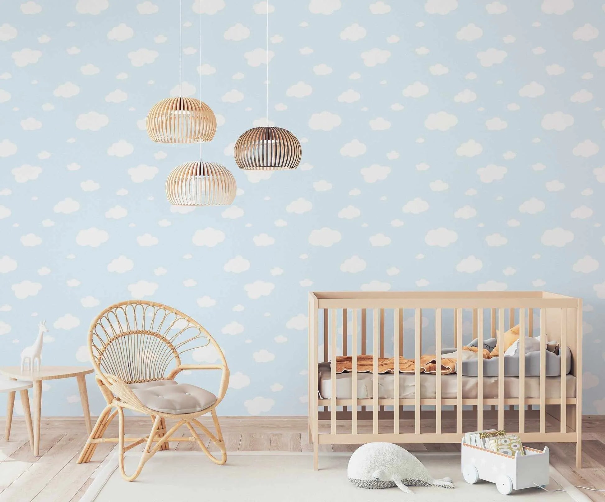 Clouds Wallpaper in Sky Blue-Wallpaper-Buy Kids Removable Wallpaper Online Our Custom Made Children√¢‚Ç¨‚Ñ¢s Wallpapers Are A Fun Way To Decorate And Enhance Boys Bedroom Decor And Girls Bedrooms They Are An Amazing Addition To Your Kids Bedroom Walls Our Collection of Kids Wallpaper Is Sure To Transform Your Kids Rooms Interior Style From Pink Wallpaper To Dinosaur Wallpaper Even Marble Wallpapers For Teen Boys Shop Peel And Stick Wallpaper Online Today With Olive et Oriel