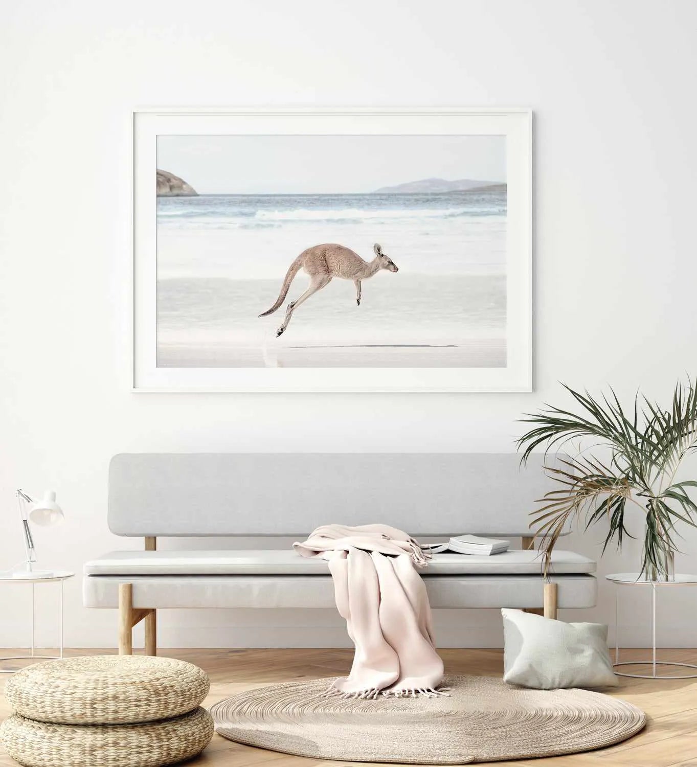 Coastal Beach Kangaroo I Art Print from Olive et Oriel where you can shop wallpaper and artworks online