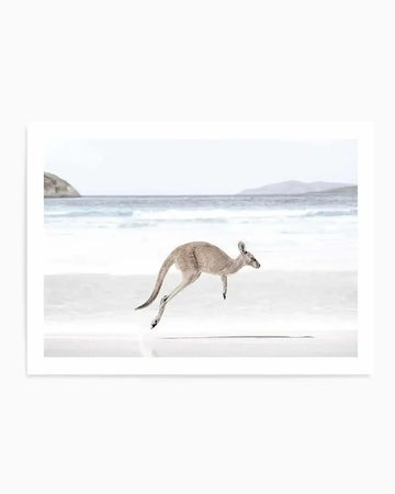Coastal Beach Kangaroo I Art Print from Olive et Oriel where you can shop wallpaper and artworks online