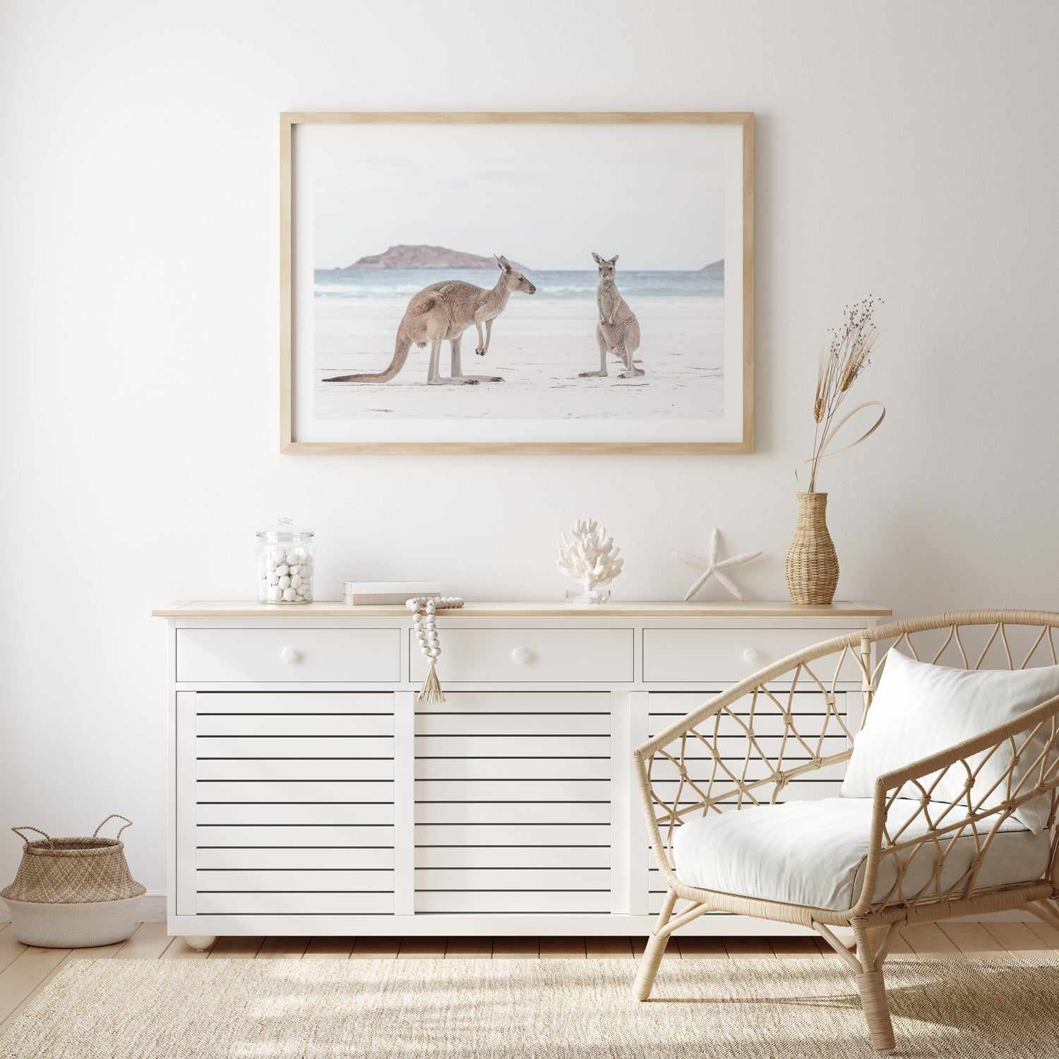 Coastal Beach Kangaroo III Art Print