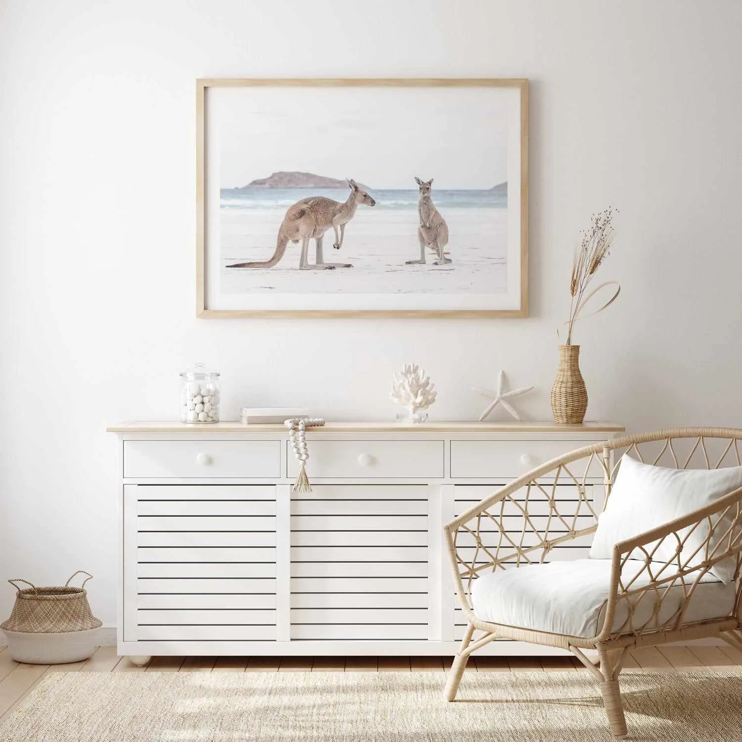 Coastal Beach Kangaroo III Art Print from Olive et Oriel where you can shop wallpaper and artworks online