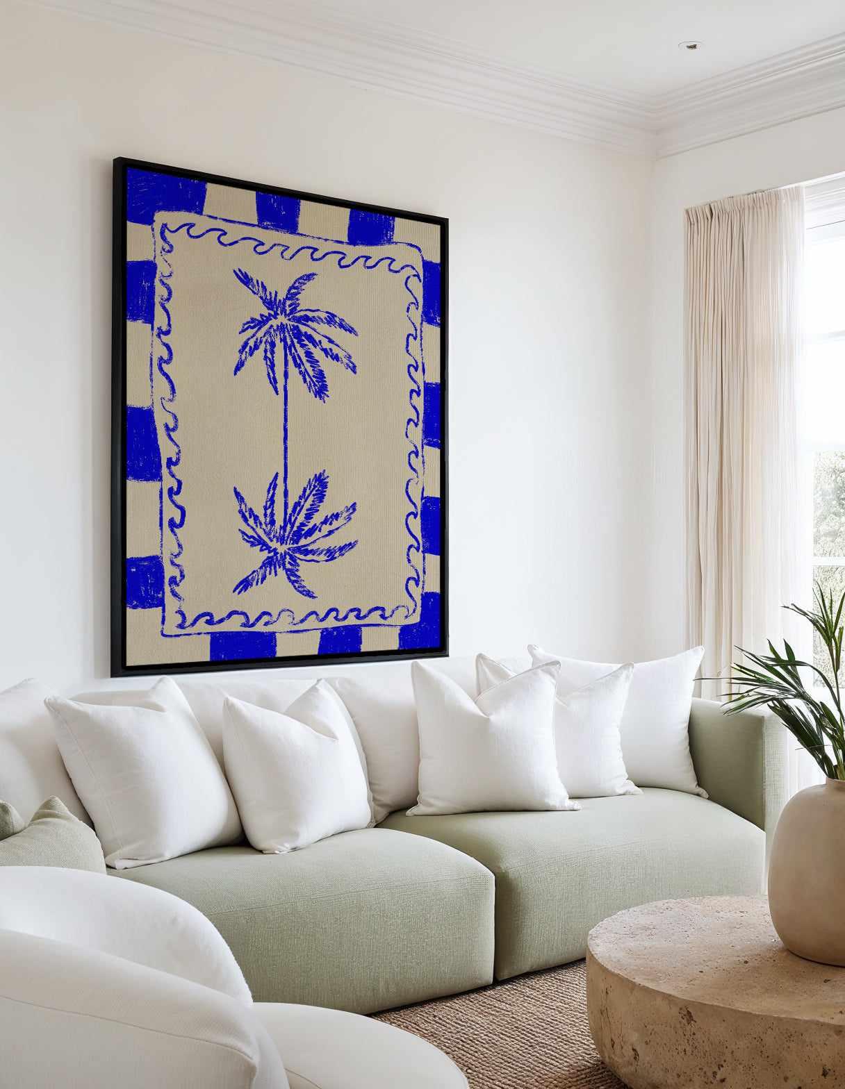 Coastal Charm by Shatha Al Dafai | Framed Canvas Art Print from Olive et Oriel where you can shop wallpaper and artworks online