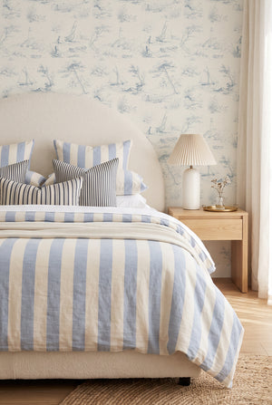 Coastal Light House Toile de Jouy Wallpaper