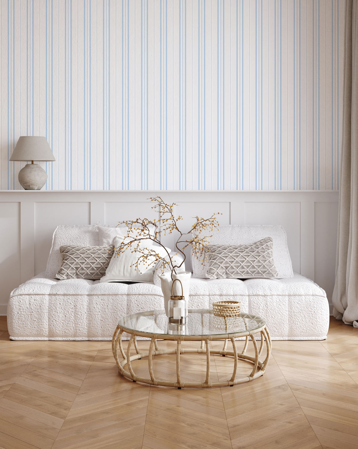 Coastal Stripes in Light Blue Wallpaper