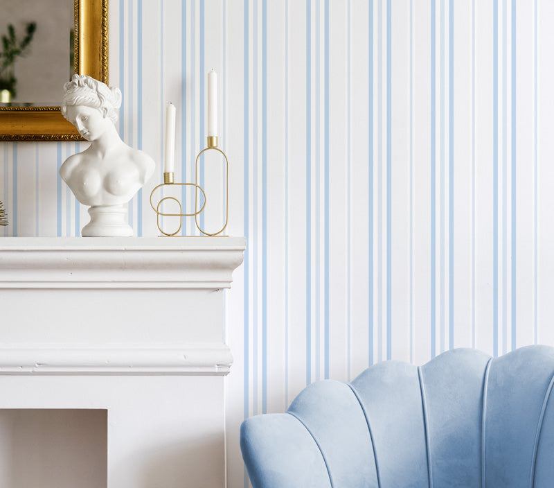 Coastal Stripes in Light Blue Wallpaper