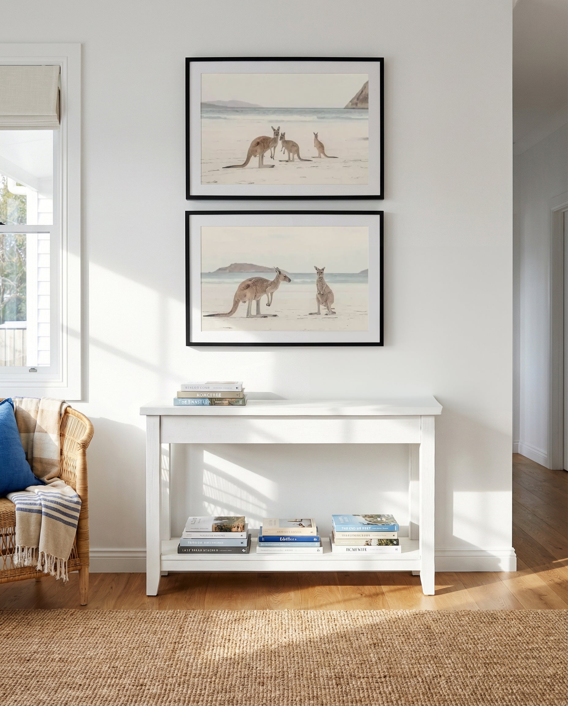 Coastal Beach Kangaroo II & III Art Print Set of 2 | Matching Wall Art
