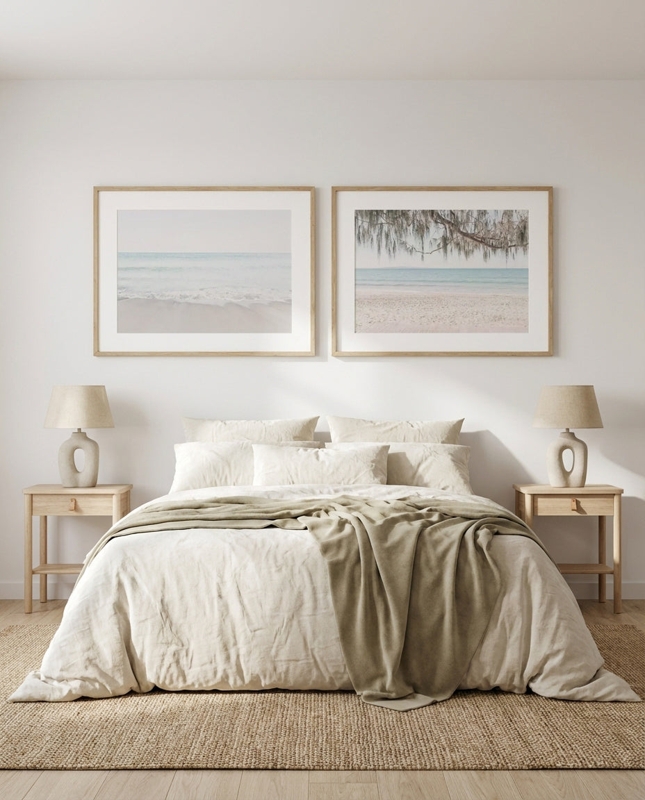 Coastal Bunker Bay & Noosa Dreaming Art Print Set of 2 | Matching Wall Art