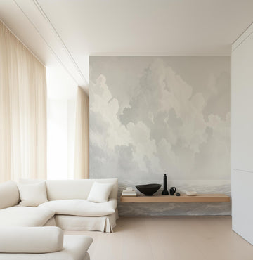 Coastal Clouds Wallpaper Mural from Olive et Oriel where you can shop wallpaper and artworks online