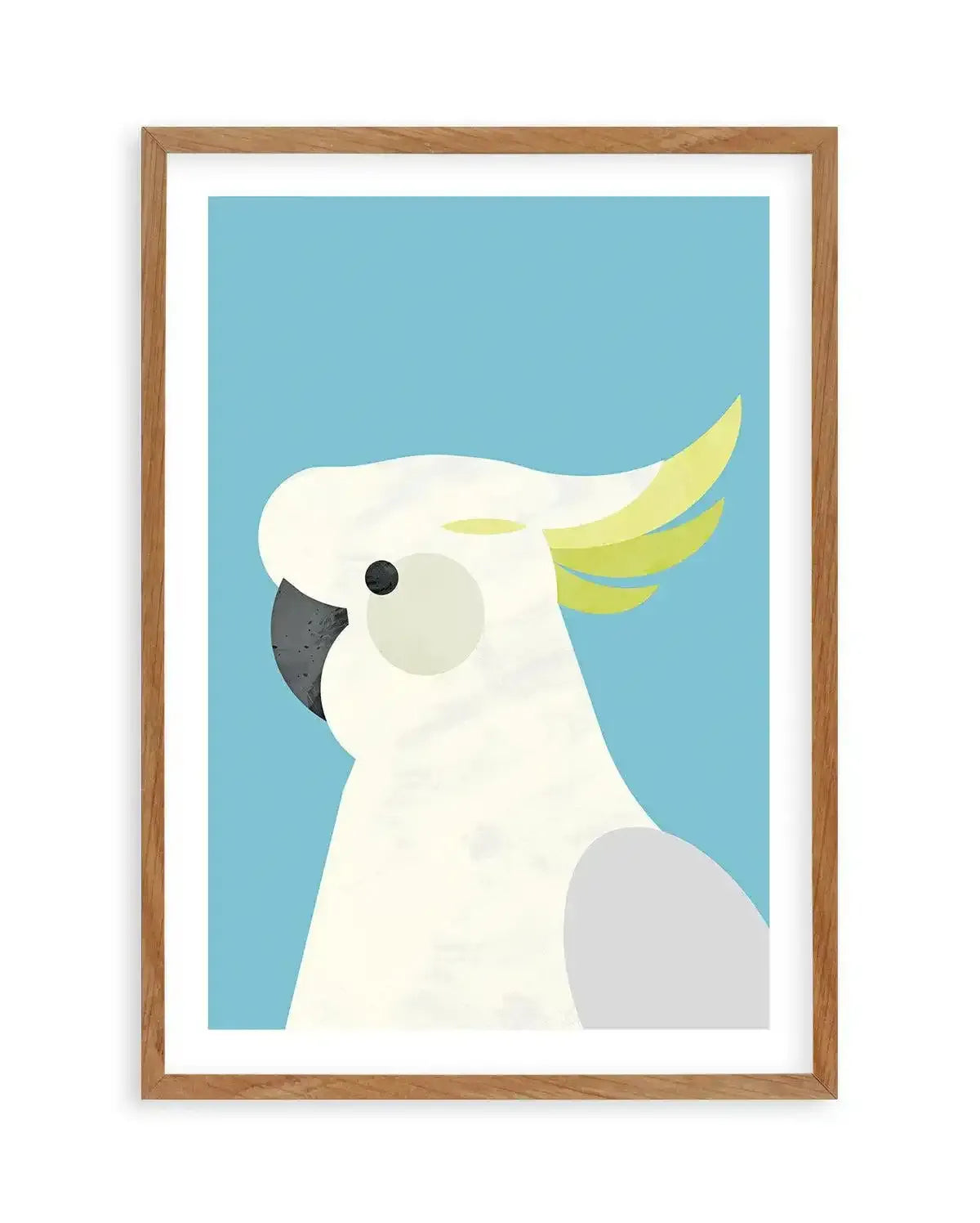 Cockatoo on Blue by Dan Hobday Art Print-PRINT-Olive et Oriel-Dan Hobday-50x70 cm | 19.6" x 27.5"-Walnut-With White Border-Buy-Australian-Art-Prints-Online-with-Olive-et-Oriel-Your-Artwork-Specialists-Austrailia-Decorate-With-Coastal-Photo-Wall-Art-Prints-From-Our-Beach-House-Artwork-Collection-Fine-Poster-and-Framed-Artwork