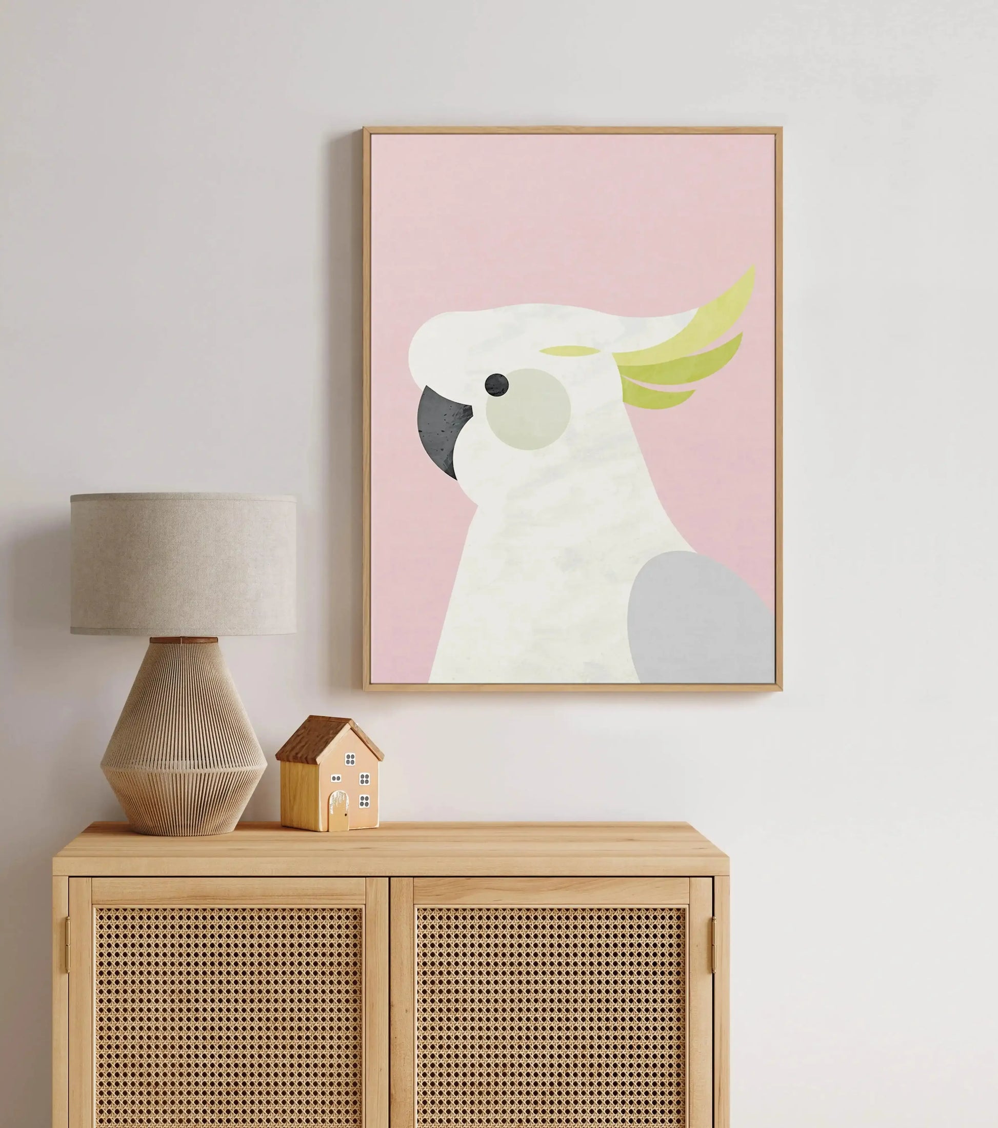 Cockatoo on Pink by Dan Hobday | Framed Canvas-CANVAS-You can shop wall art online with Olive et Oriel for everything from abstract art to fun kids wall art. Our beautiful modern art prints and canvas art are available from large canvas prints to wall art paintings and our proudly Australian artwork collection offers only the highest quality framed large wall art and canvas art Australia - You can buy fashion photography prints or Hampton print posters and paintings on canvas from Olive et Oriel