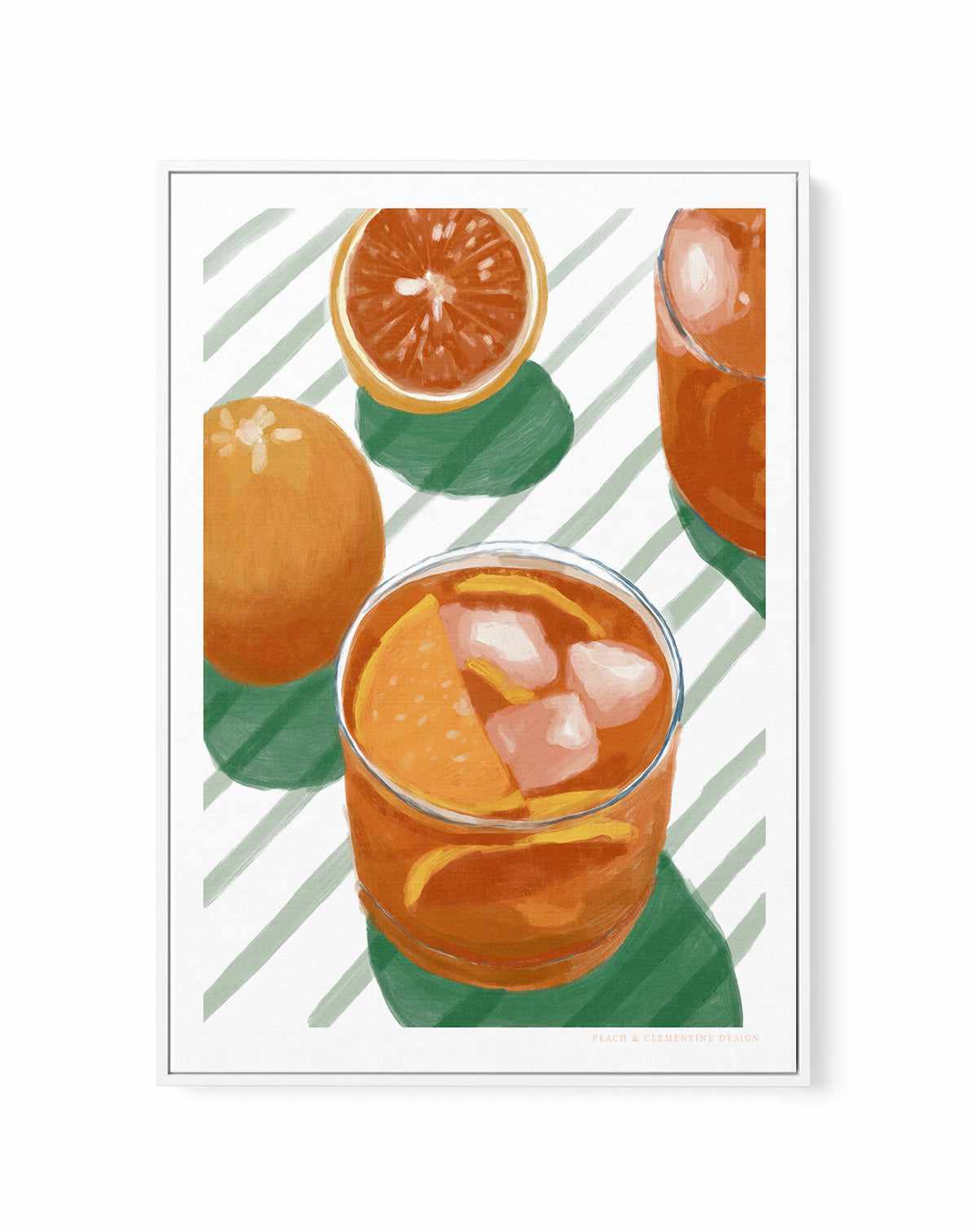 Cocktail and Stripes by Jenny Liz Rome | Framed Canvas Art Print