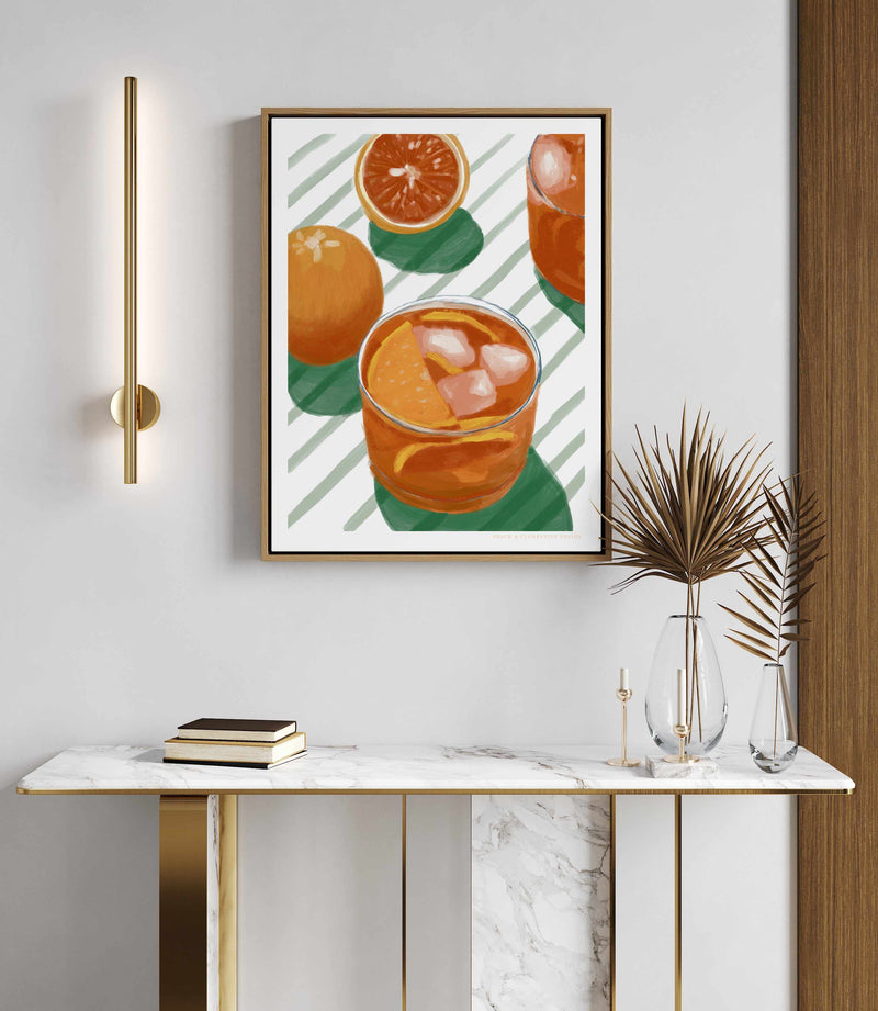 Cocktail and Stripes by Jenny Liz Rome | Framed Canvas Art Print