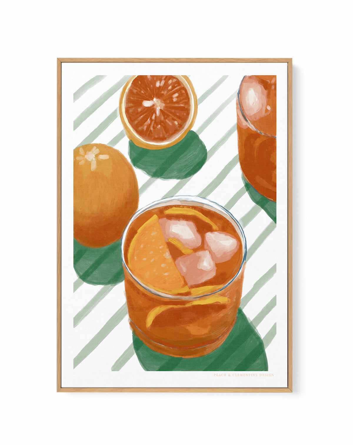 Cocktail and Stripes by Jenny Liz Rome | Framed Canvas Art Print