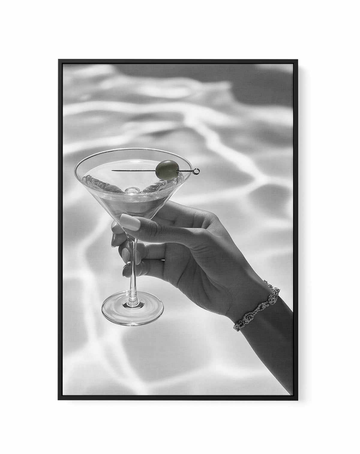 Cocktails by the Pool | Framed Canvas Art Print