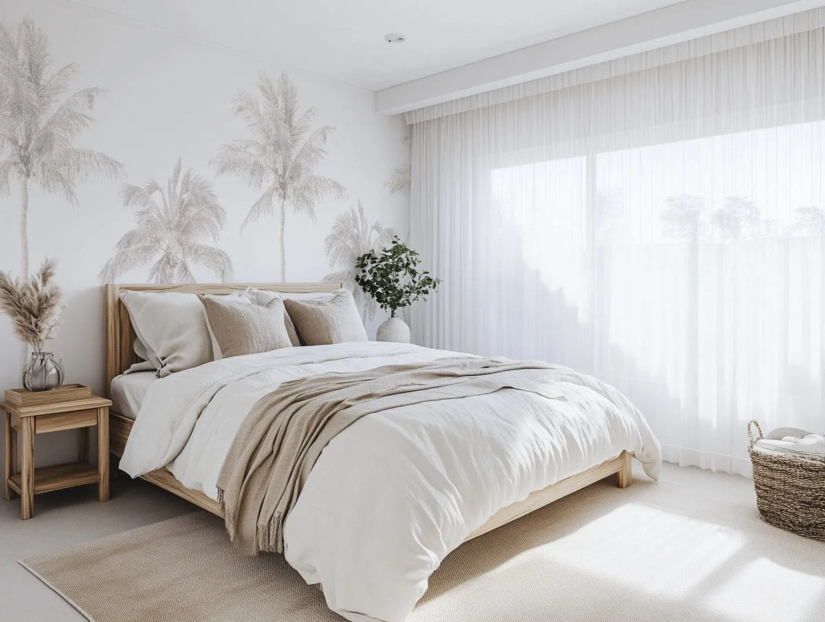 Tropical Palm Tree Wallpaper Mural from Olive et Oriel where you can shop wallpaper and artworks online