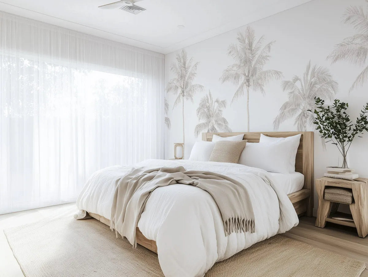 Tropical Palm Tree Wallpaper Mural from Olive et Oriel where you can shop wallpaper and artworks online