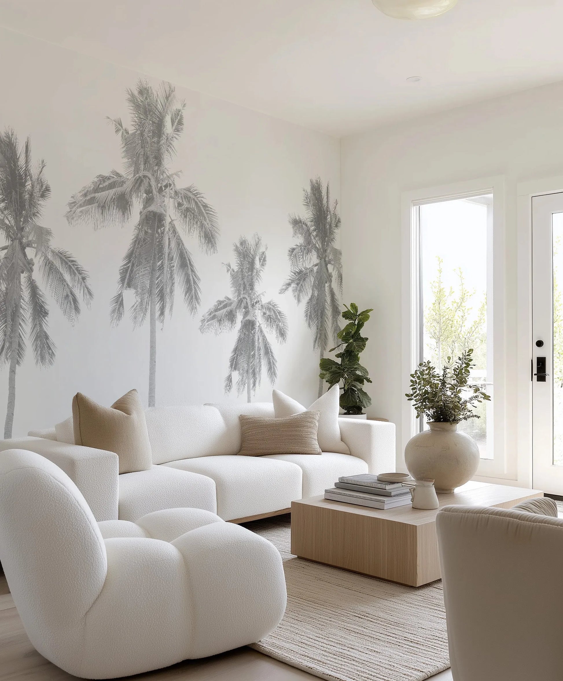 Coconut Palms Wallpaper Mural from Olive et Oriel where you can shop wallpaper and artworks online