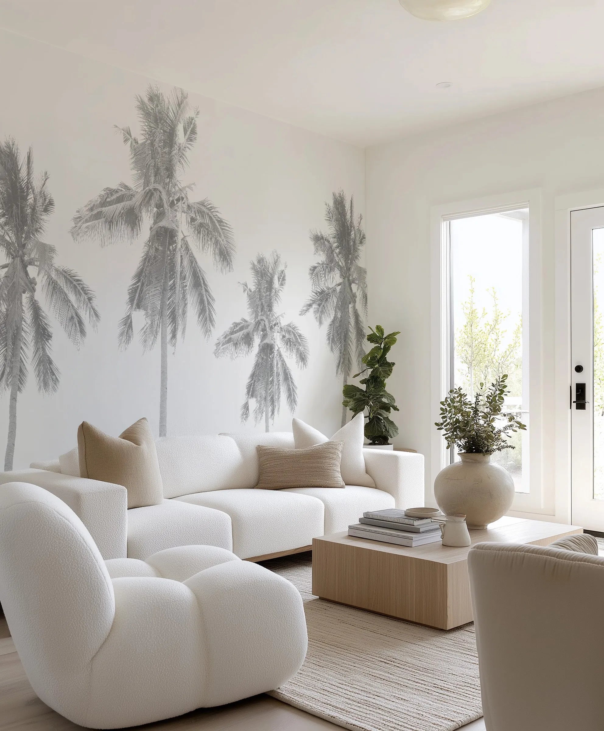 Coconut Palms Wallpaper Mural from Olive et Oriel where you can shop wallpaper and artworks online