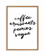 Coffee Croissants Peonies Vogue Art Print
