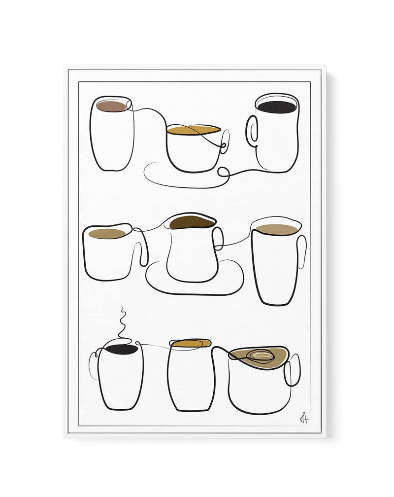 Coffee Cups by Mette Handberg | Framed Canvas Art Print