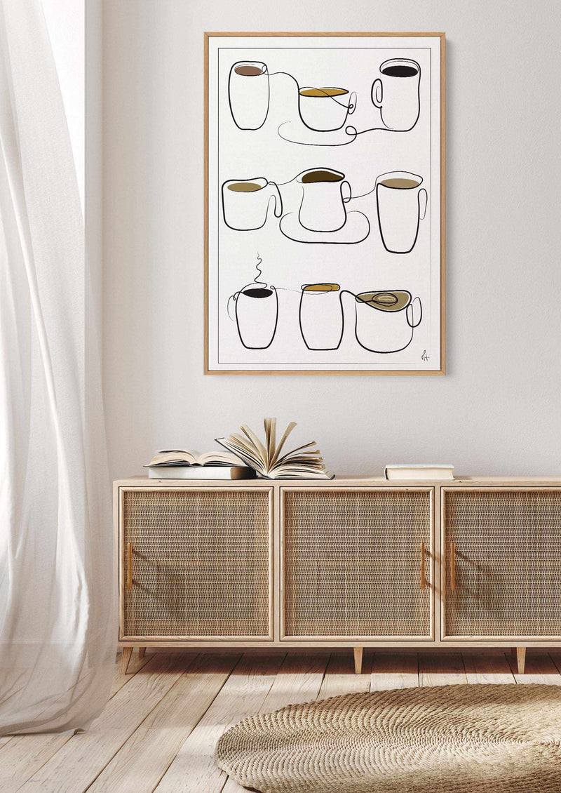 Coffee Cups by Mette Handberg | Framed Canvas Art Print