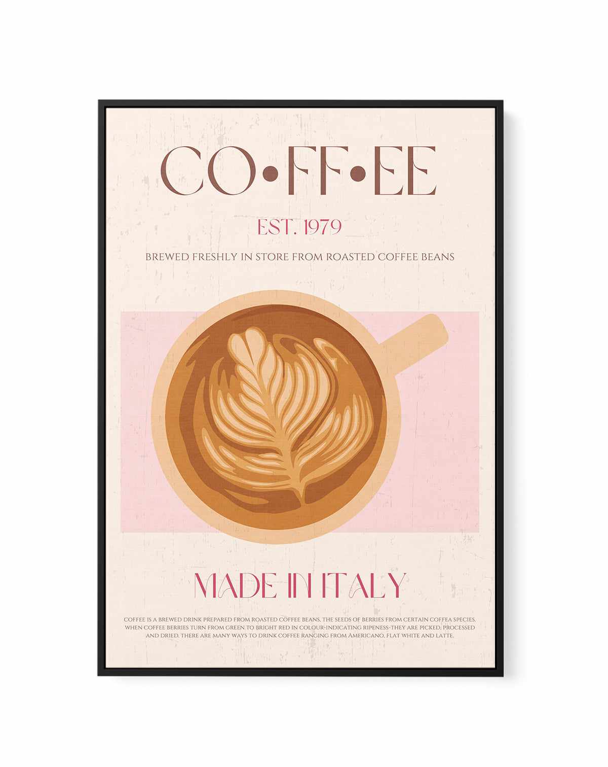 Coffee By Nazma Khokhar | Framed Canvas Art Print from Olive et Oriel where you can shop wallpaper and artworks online