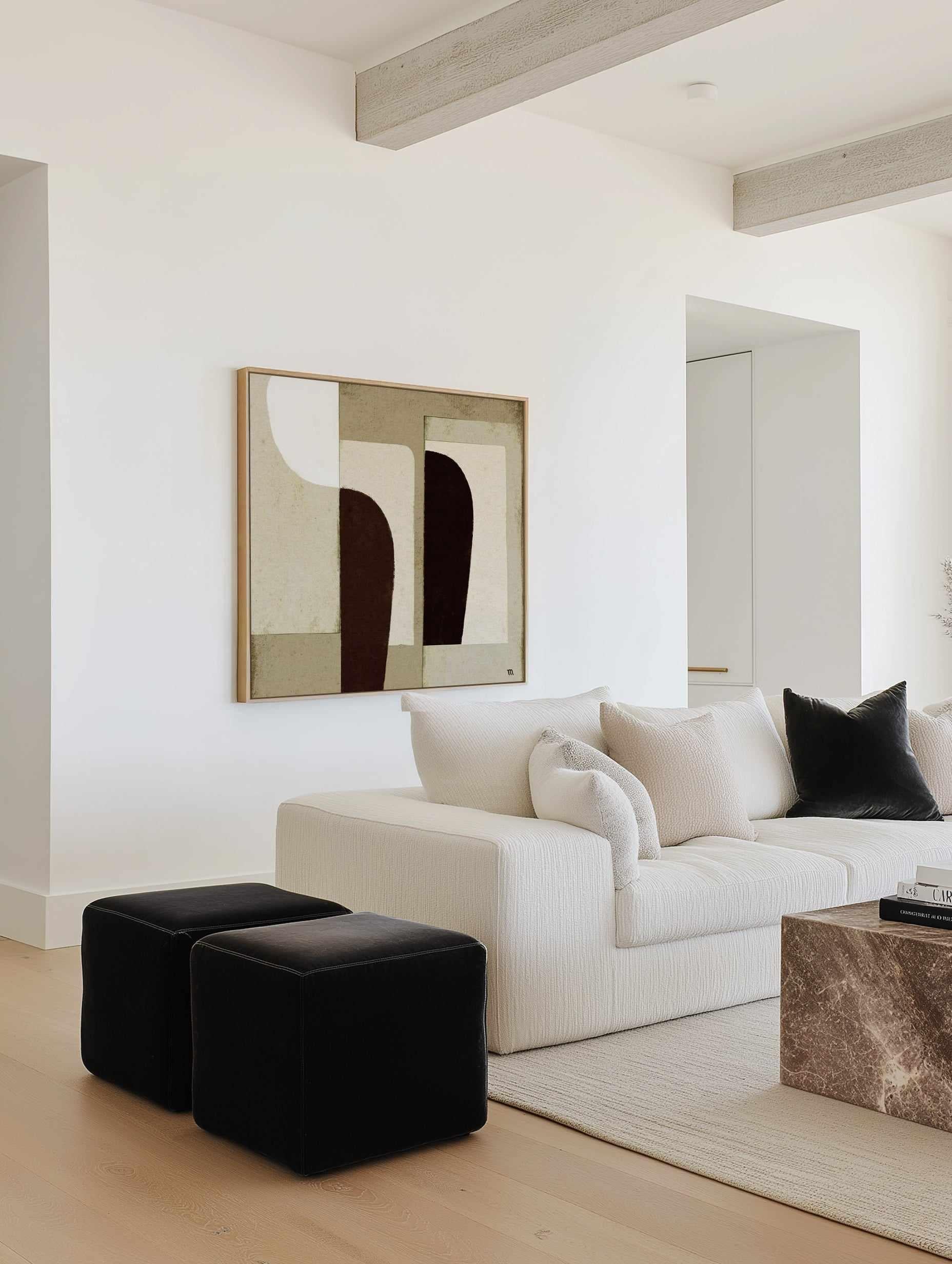 Collage in Neutrals 1 by Marco Marella | Framed Canvas Art Print from Olive et Oriel where you can shop wallpaper and artworks online