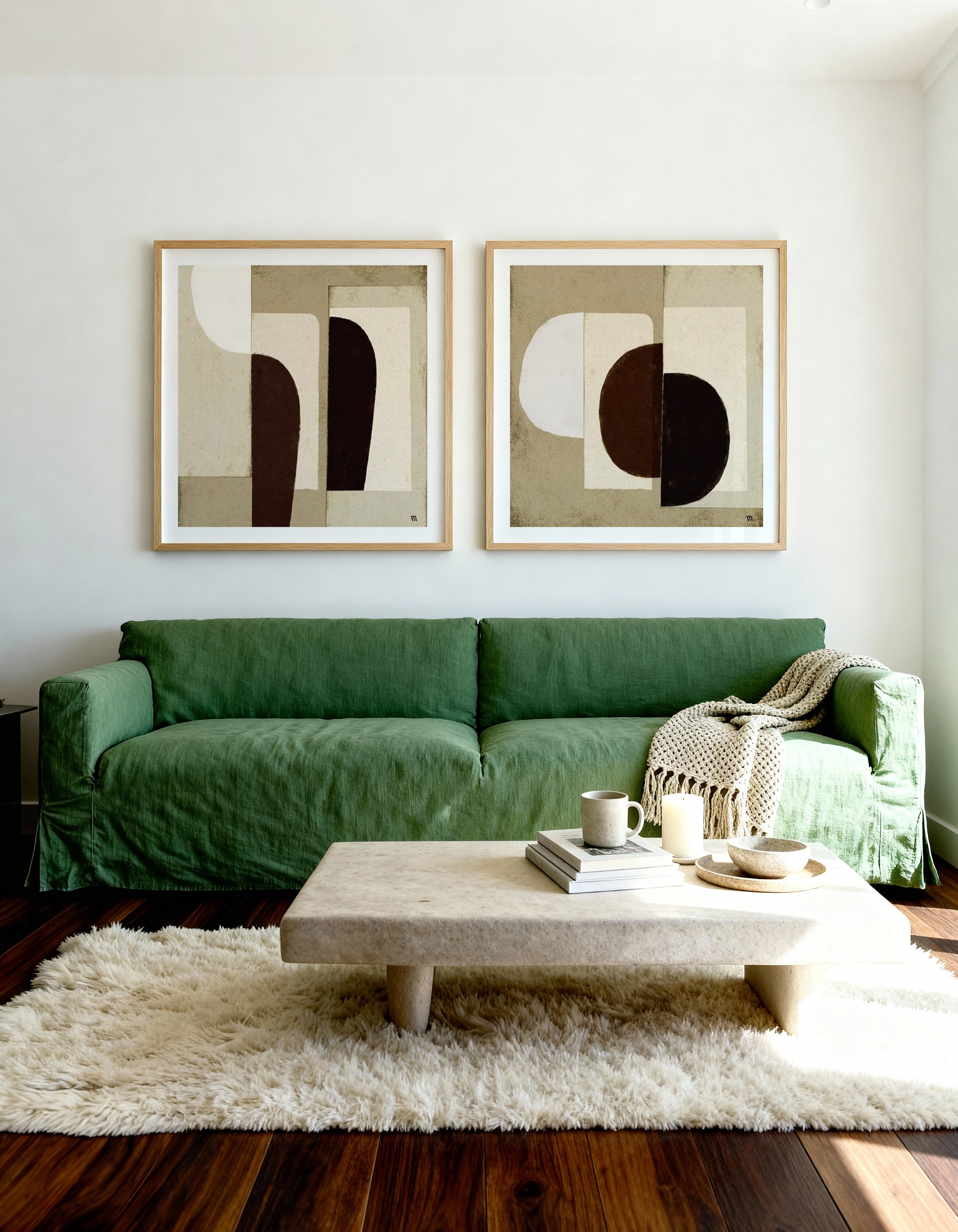 Collage In Neutrals 1 & 2 by Marco Marella Art Print Set of 2 | Matching Wall Art