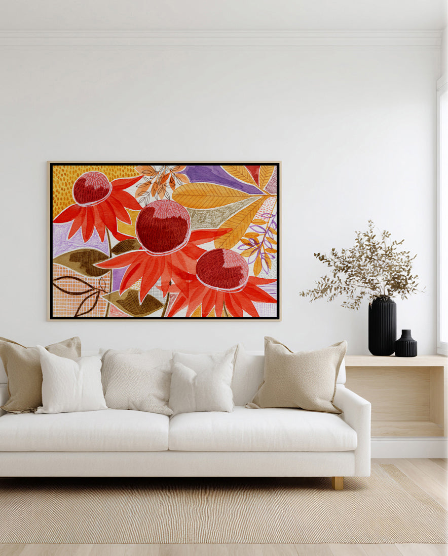 Colorful Autumn Blooms by Susan Black | Framed Canvas Art Print