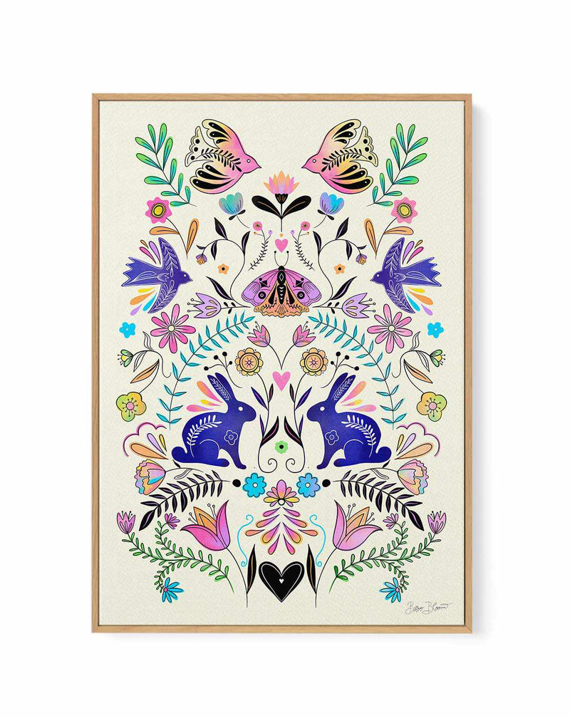 Colorful Folk Art Illustration by Baroo Bloom | Framed Canvas Art Print