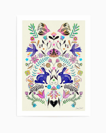 Colorful Folk Art Illustration by Baroo Bloom | Art Print from Olive et Oriel where you can shop wallpaper and artworks online