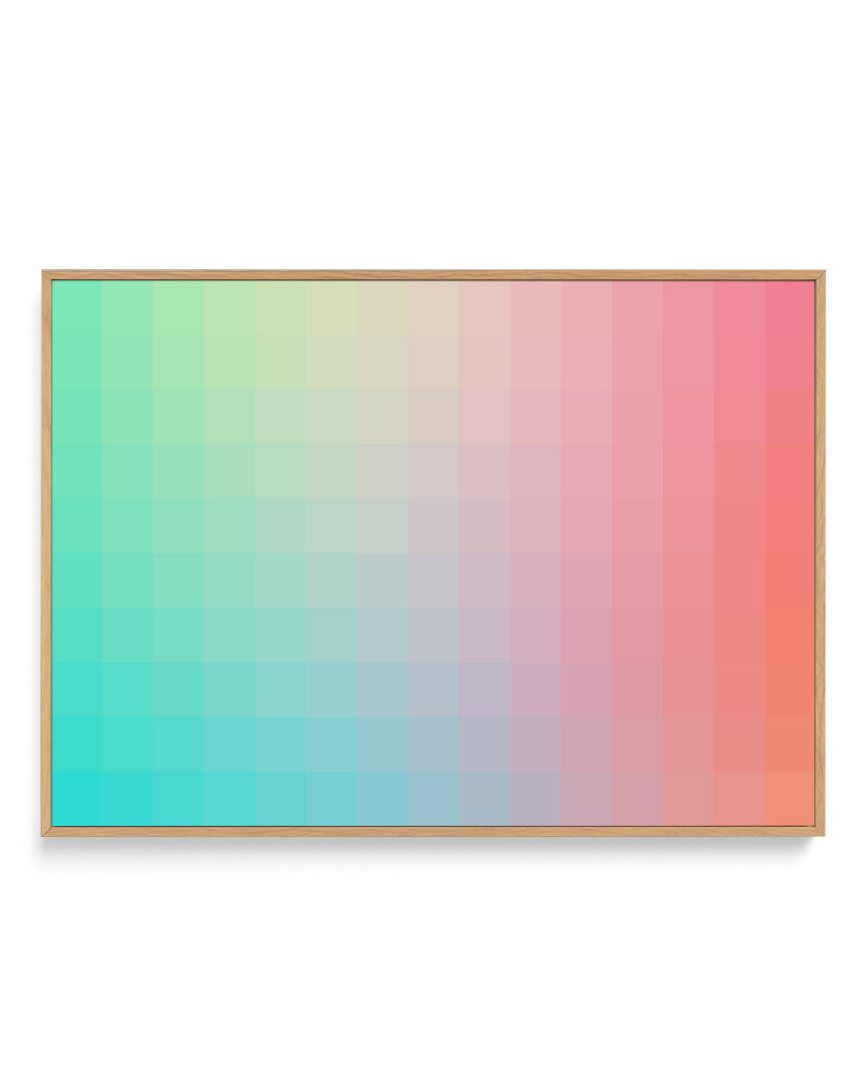 Colorful Pixel Gradient by amini54 | Framed Canvas Art Print