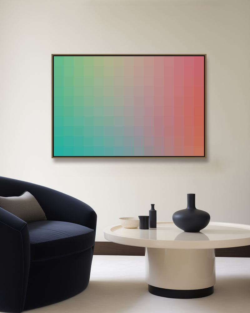 Colorful Pixel Gradient by amini54 | Framed Canvas Art Print