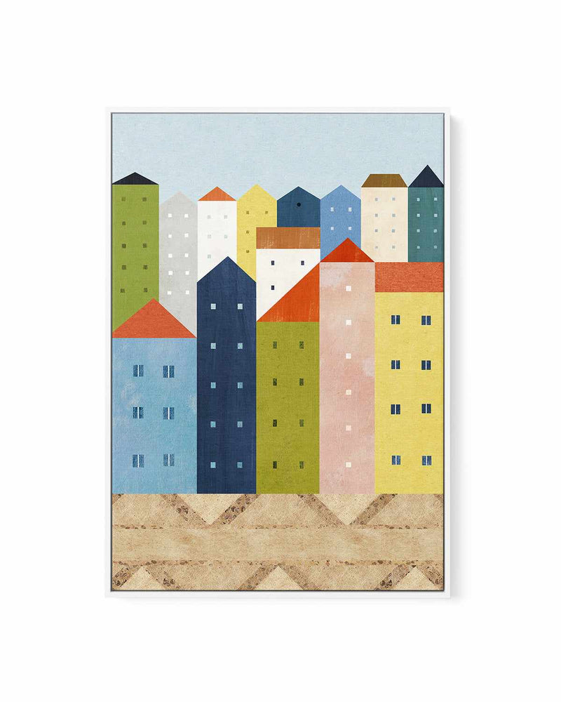 Colourful City by Henry Rivers | Framed Canvas Art Print