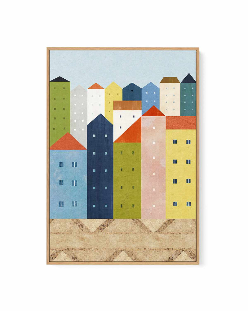 Colourful City by Henry Rivers | Framed Canvas Art Print