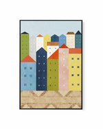 Colourful City by Henry Rivers | Framed Canvas Art Print