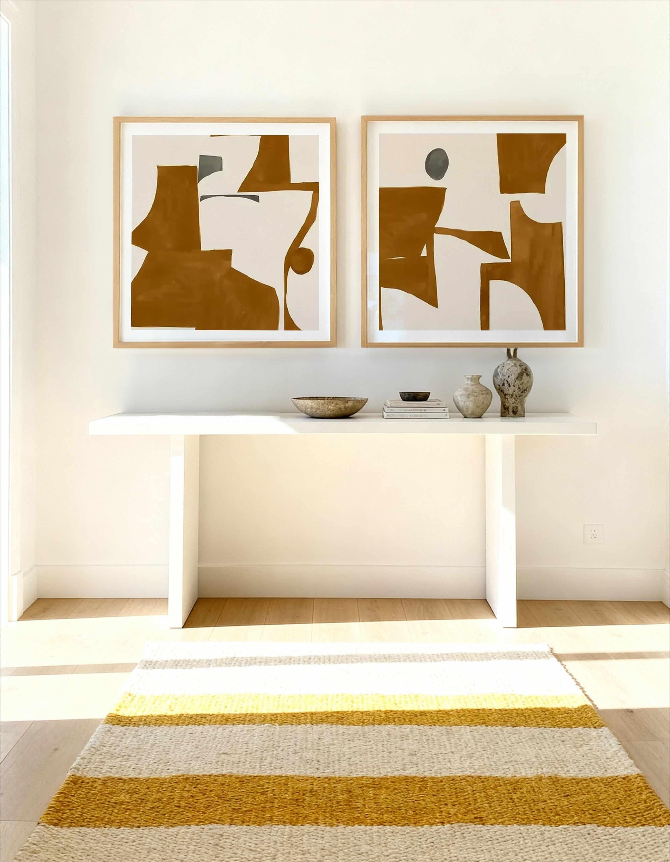 Contour Study Square No I & II Art Print Set of 2 | Matching Wall Art