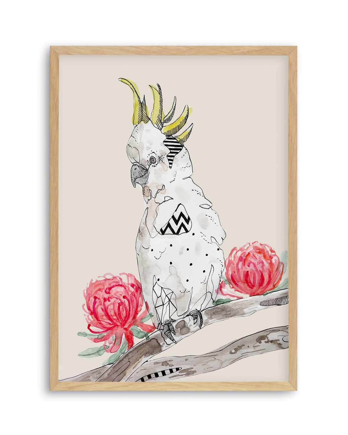 Cool Cockatoo Beige by Maku Fenaroli | Art Print