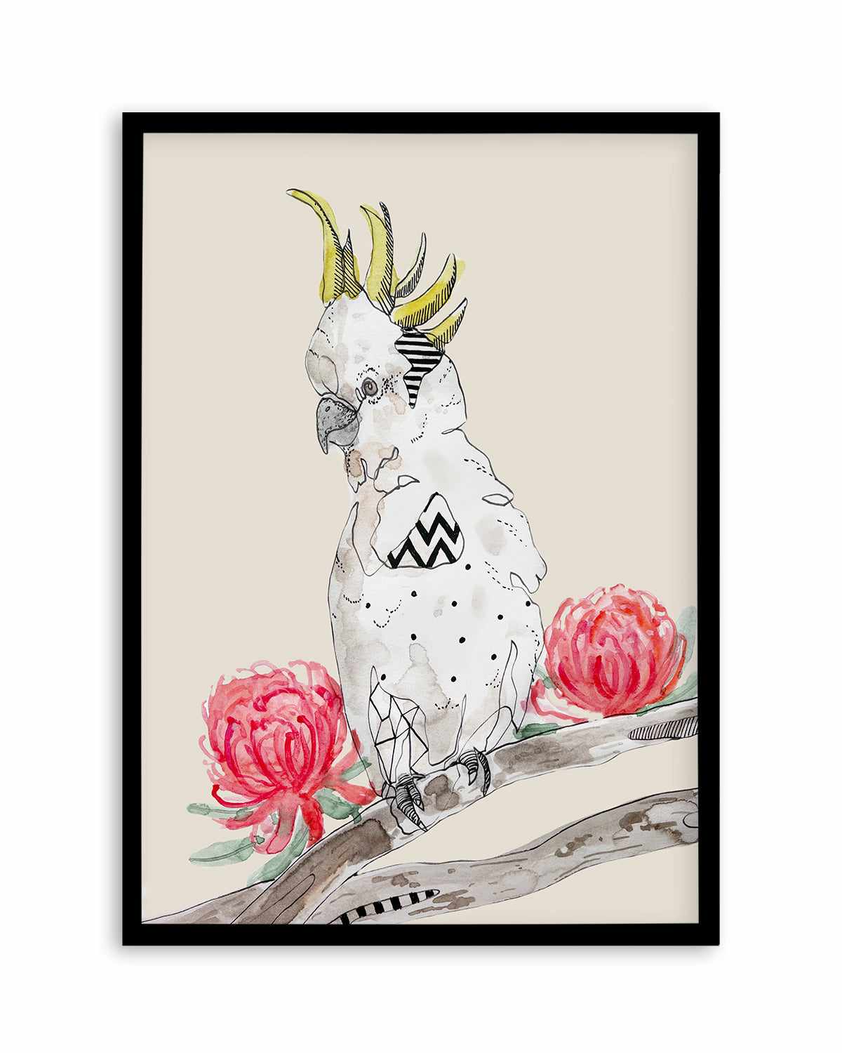 Cool Cockatoo Beige by Maku Fenaroli | Art Print