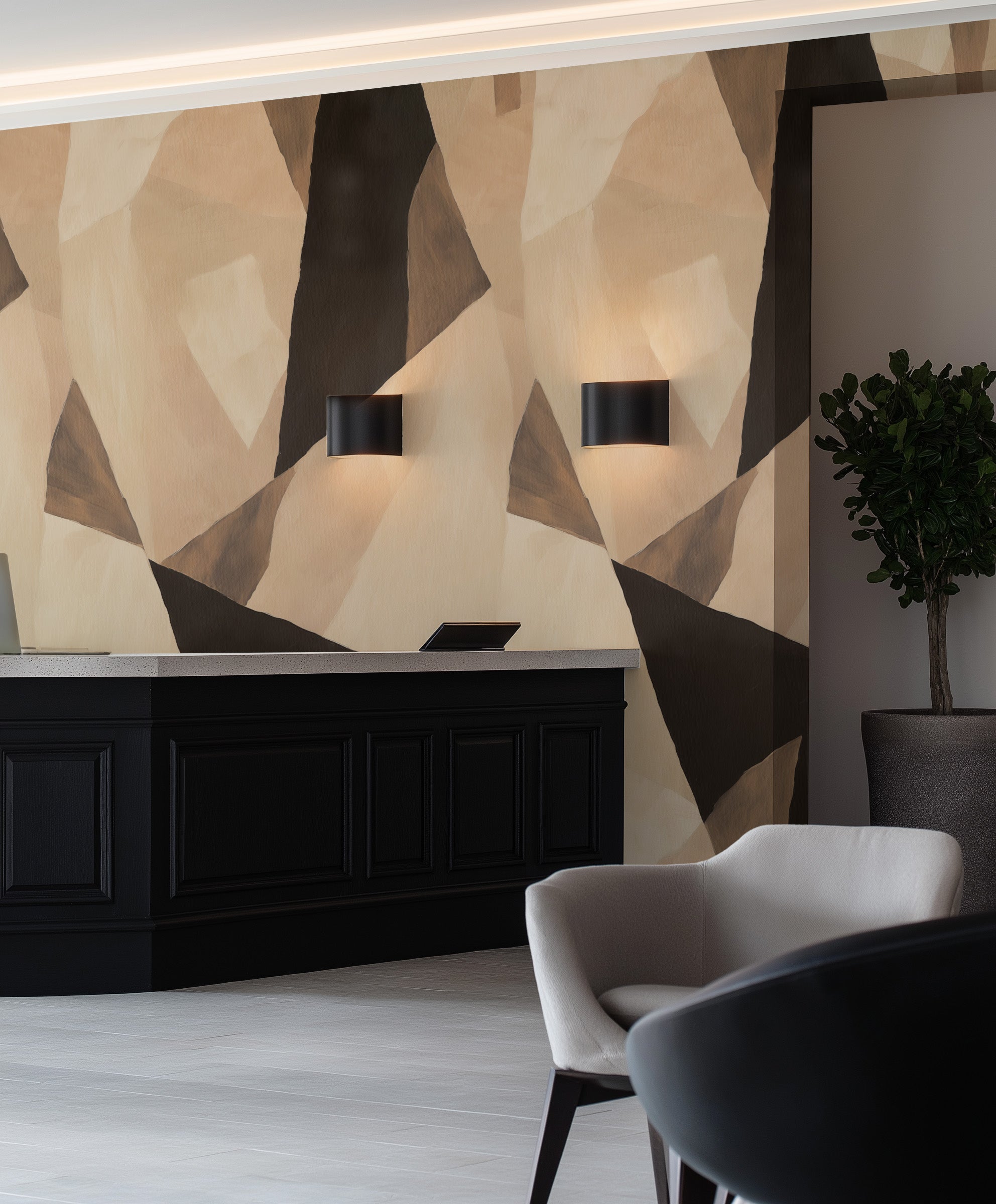 Cortina Abstract in Beige & Brown Commercial Vinyl Wallpaper