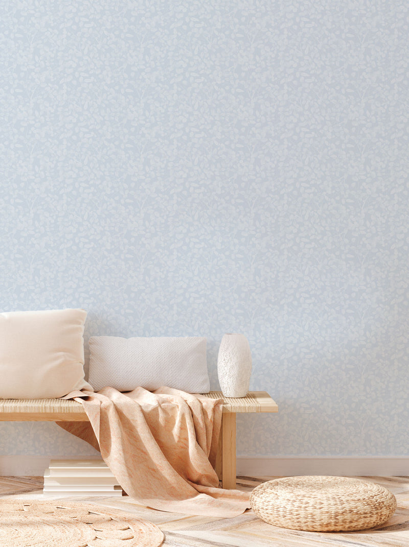 Cottage Garden in Light Blue Wallpaper from Olive et Oriel where you can shop wallpaper and artworks online