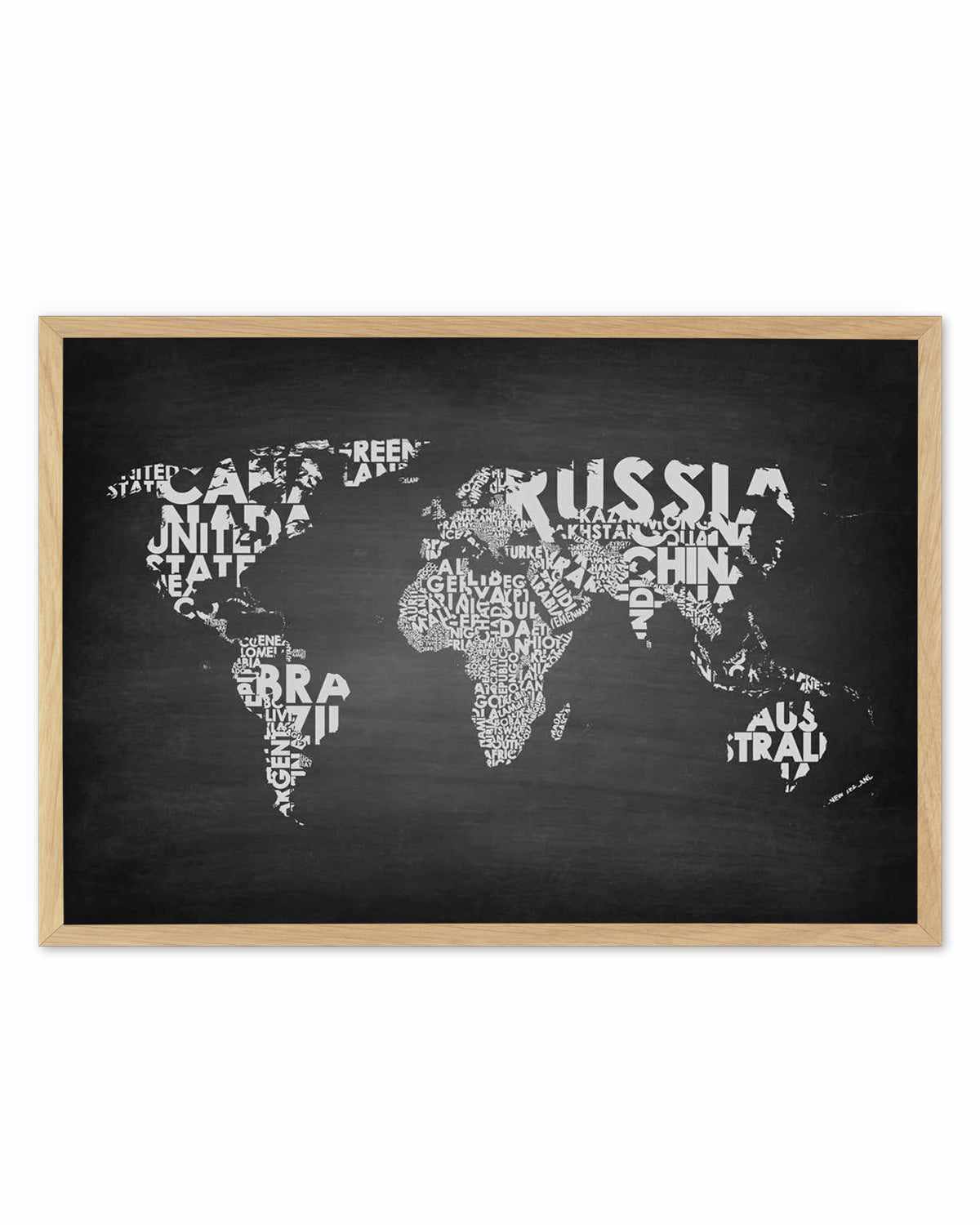 Country Names World Map | Chalkboard Art Print