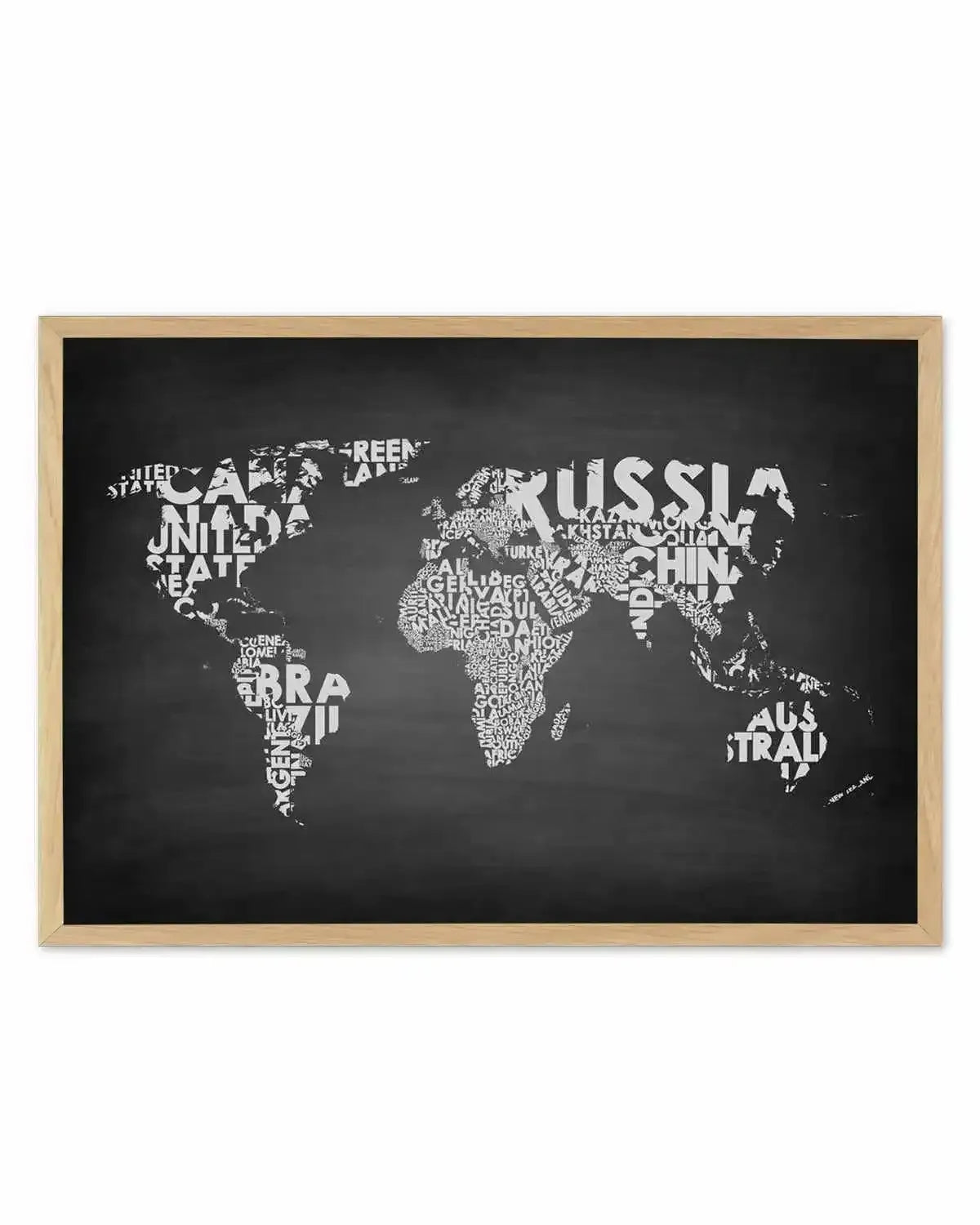 Country Names World Map | Chalkboard Art Print from Olive et Oriel where you can shop wallpaper and artworks online