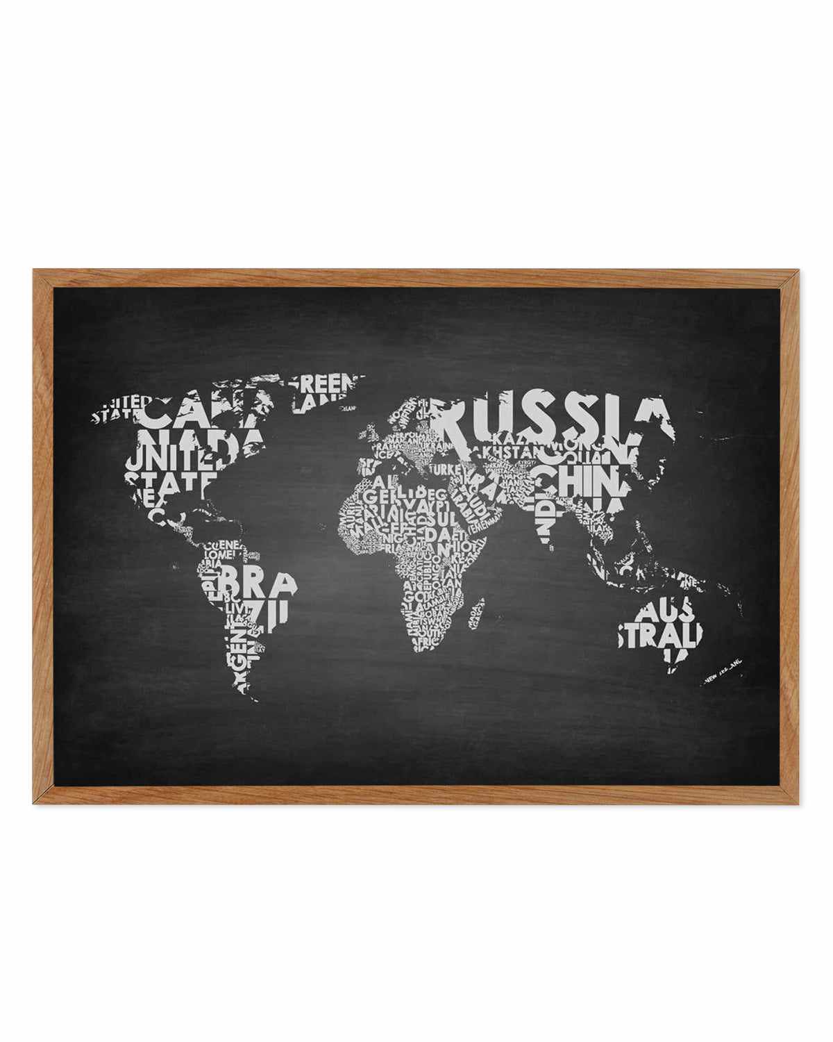 Country Names World Map | Chalkboard Art Print