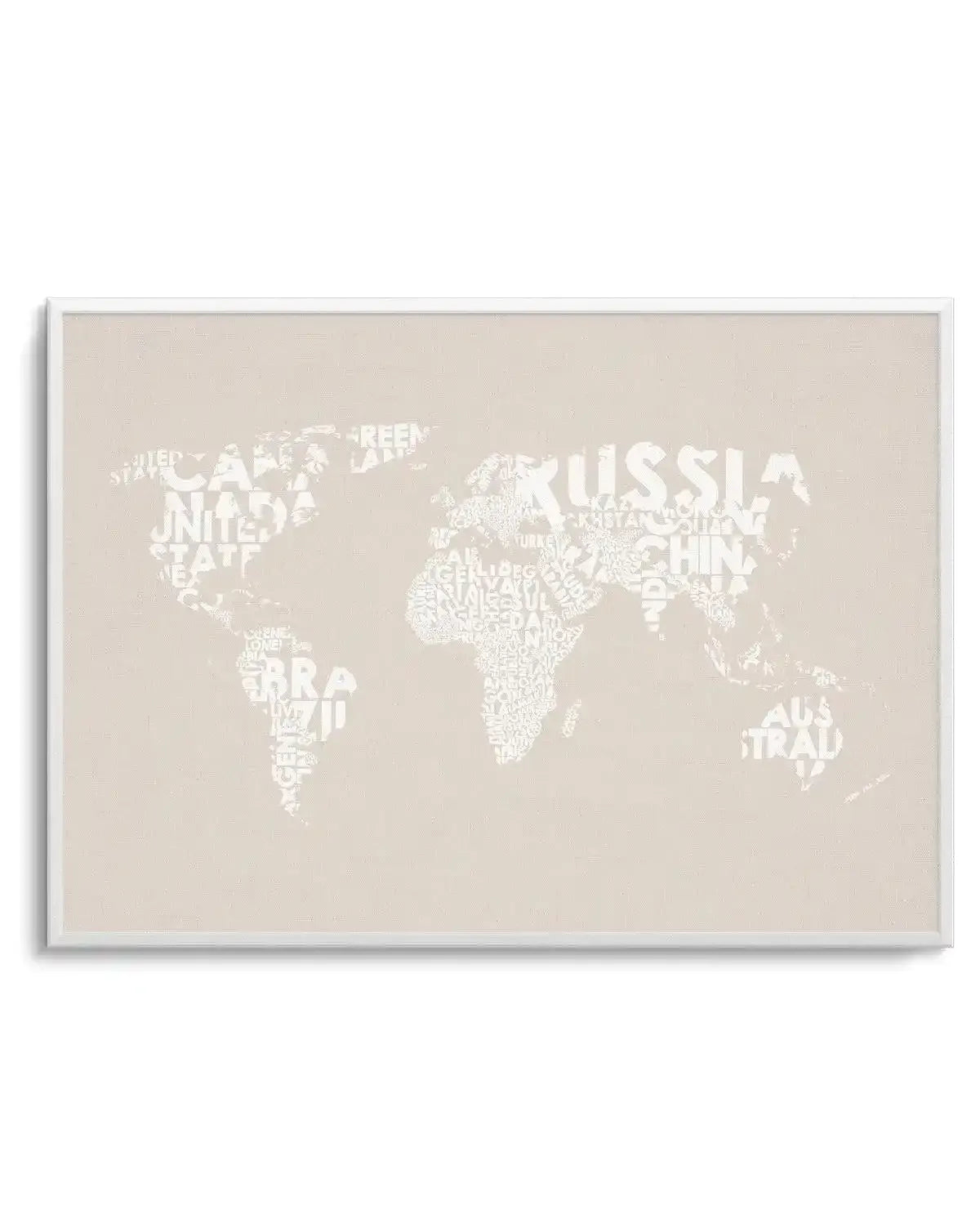 Country Names World Map on Linen Art Print-PRINT-Olive et Oriel-Olive et Oriel-A5 | 5.8" x 8.3" | 14.8 x 21cm-Unframed Art Print-With White Border-Buy-Australian-Art-Prints-Online-with-Olive-et-Oriel-Your-Artwork-Specialists-Austrailia-Decorate-With-Coastal-Photo-Wall-Art-Prints-From-Our-Beach-House-Artwork-Collection-Fine-Poster-and-Framed-Artwork