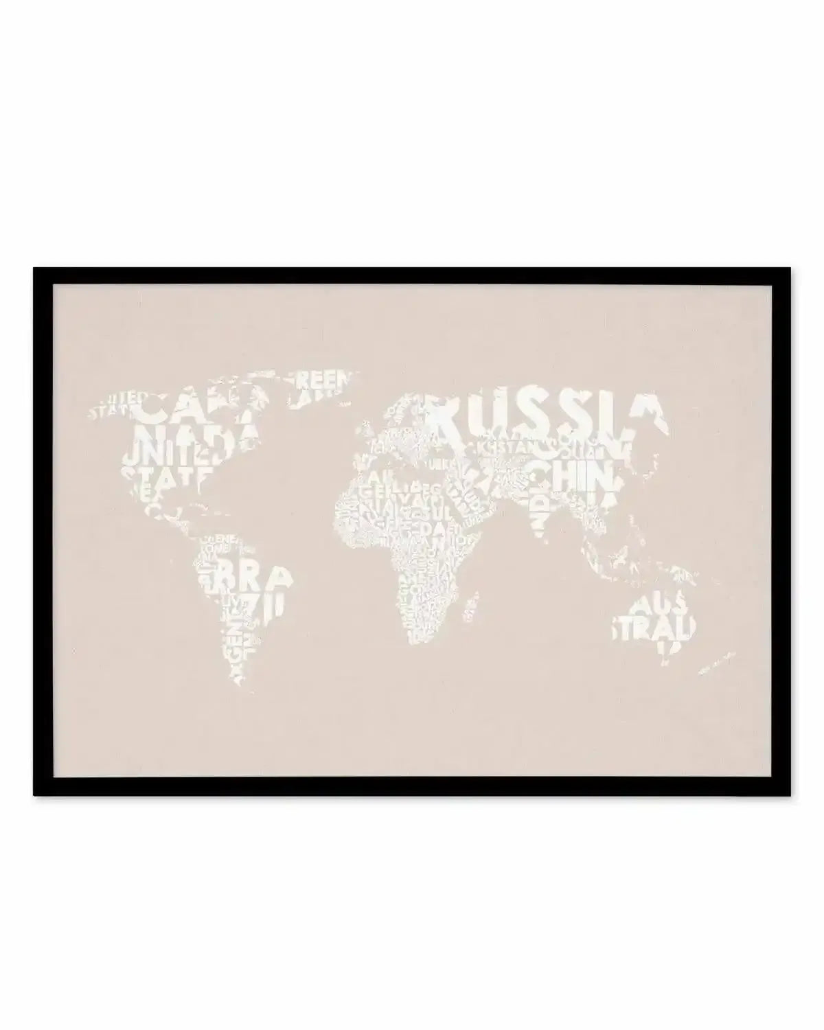 Country Names World Map on Linen Art Print from Olive et Oriel where you can shop wallpaper and artworks online