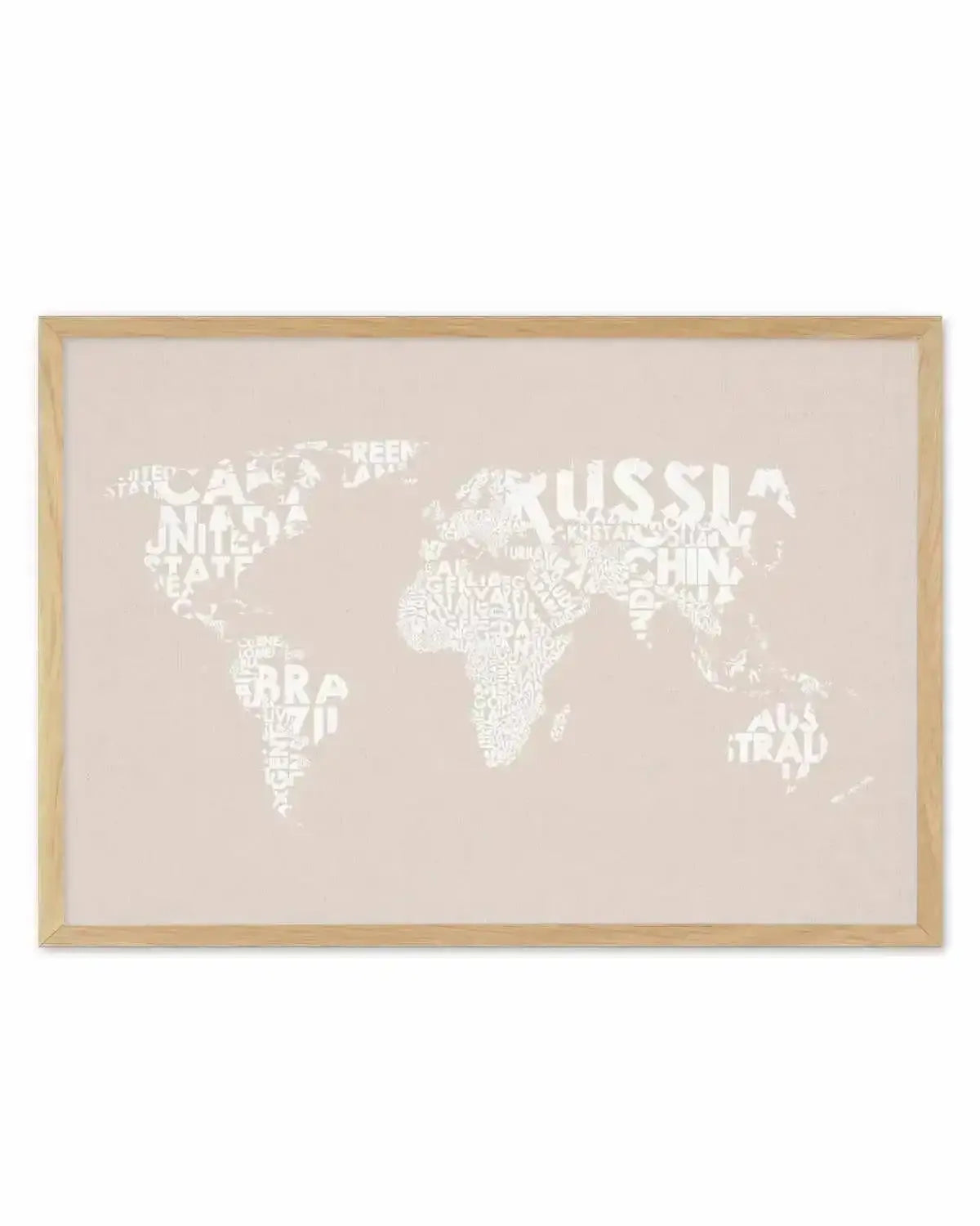 Country Names World Map on Linen Art Print from Olive et Oriel where you can shop wallpaper and artworks online