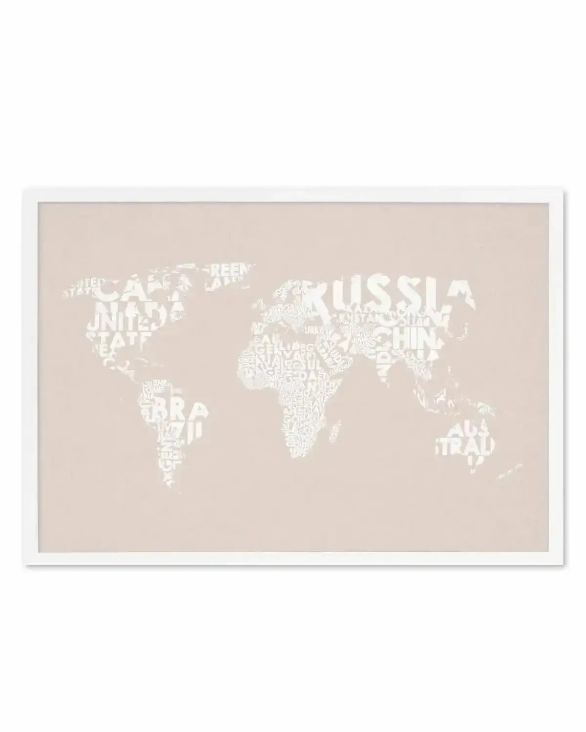 Country Names World Map on Linen Art Print from Olive et Oriel where you can shop wallpaper and artworks online