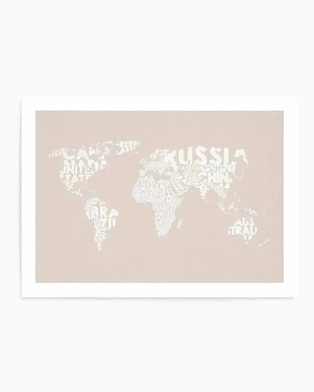 Country Names World Map on Linen Art Print from Olive et Oriel where you can shop wallpaper and artworks online