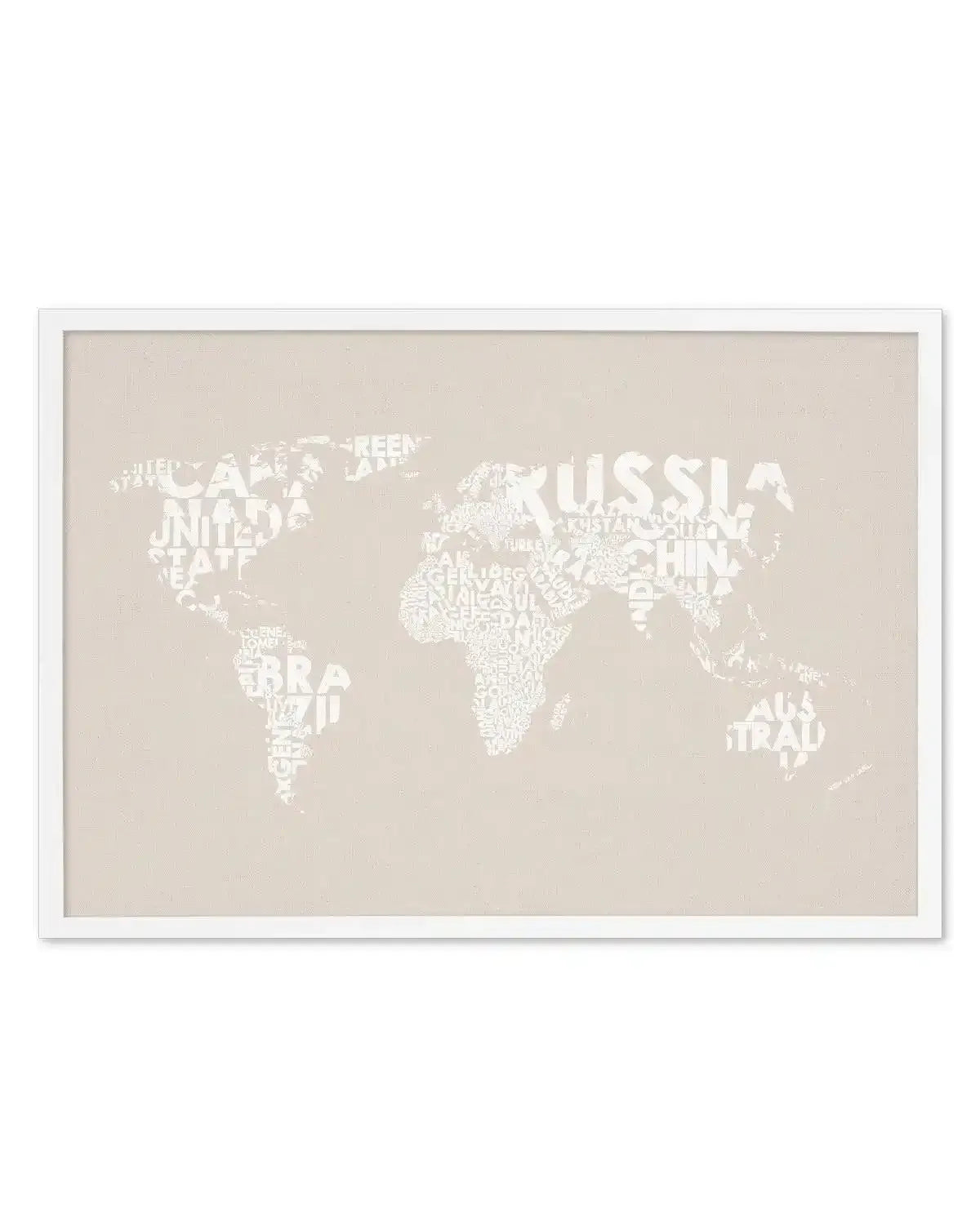 Country Names World Map on Linen Art Print-PRINT-Olive et Oriel-Olive et Oriel-A5 | 5.8" x 8.3" | 14.8 x 21cm-White-With White Border-Buy-Australian-Art-Prints-Online-with-Olive-et-Oriel-Your-Artwork-Specialists-Austrailia-Decorate-With-Coastal-Photo-Wall-Art-Prints-From-Our-Beach-House-Artwork-Collection-Fine-Poster-and-Framed-Artwork